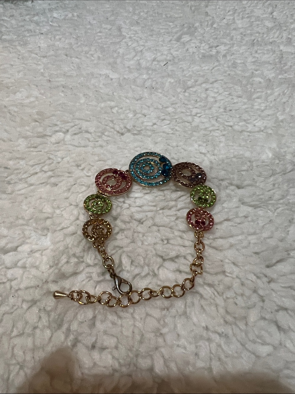 Multicolor Crystal Circle Link Bracelet - Women Jewelry